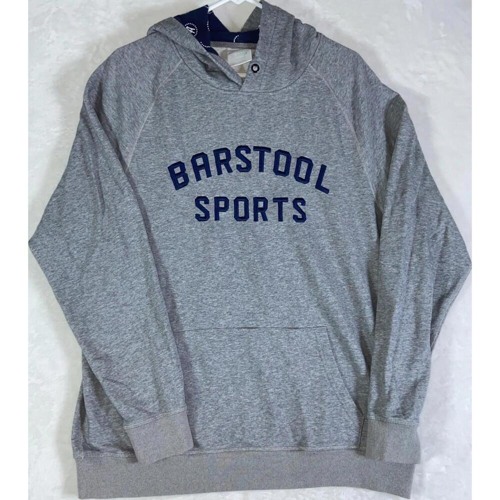 Barstool Sports Embroidered Hoodie Gray Logo Lined Hood Men's Size XL Portnoy